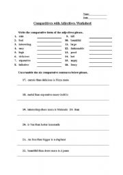 English Worksheet: Comparatives worksheet