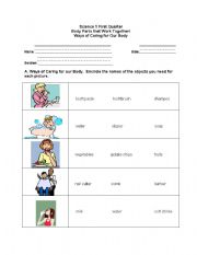 English Worksheet: Body Parts Working Together