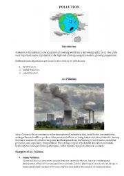 English Worksheet: pollution