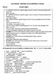 English Worksheet: articals