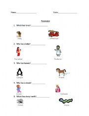 English Worksheet: Possession