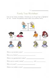 English Worksheet: family trees worksheet