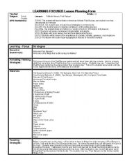 English Worksheet: LEARNING FOCUSED Lesson Planning Form