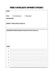 English worksheet: the coolest sport ever