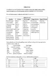 English Worksheet: Adjective 