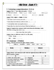 English Worksheet: MID- TERM -EXAM n3