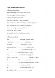 English Worksheet: present simple or present continuous