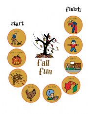 English worksheet: fall board game
