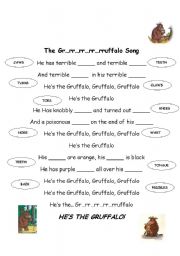 English Worksheet: The Gruffalo Song worksheet