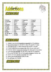 Addictions New vocabulary + FCE type exercise (multiply choice) KEY included