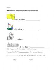 English worksheet: edge word family