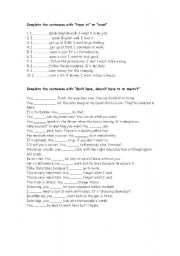 English Worksheet: Have to / mustnt