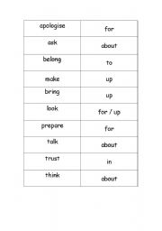 English worksheet: prepositions matching cards