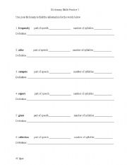 English worksheet: Dictionary skills 1