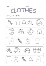 English Worksheet: CLOTHES: Listening activity
