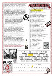 English Worksheet: Crypto Quiz #10: The Ramones (difficult, with key) 