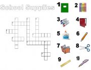 English Worksheet: School Supplies Crossword