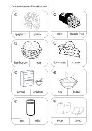 English Worksheet: food worksheet