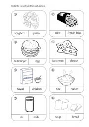 food worksheet