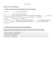 English worksheet: Past simple - past continuous