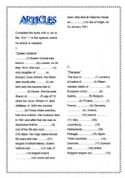 English Worksheet: aRTICLES