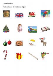 English worksheet: christmas objects