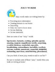 English Worksheet: Juicy Words