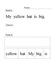 English Worksheet: Read It, Write It, Paste It!