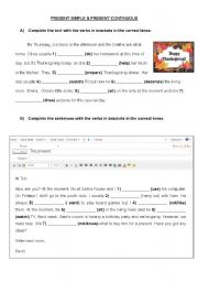 English Worksheet: Present Simple&Present Continuous