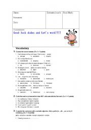 English Worksheet: 1st Bachillerato Exam