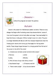 English Worksheet: the seasons