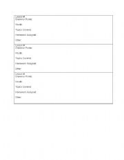 English worksheet: Lesson Log