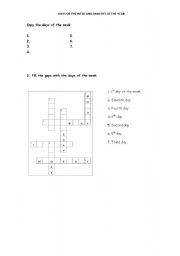English worksheet: Exercises: Days and months using ordinal numbers 