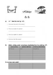 English Worksheet: Holidays Arbeitsblatt