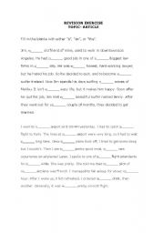 English worksheet: articles