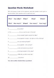 English worksheet: Question words