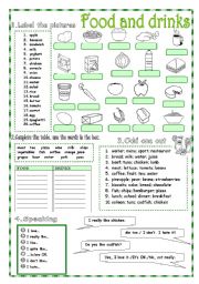 Food and Drinks - 2 pages + KEY