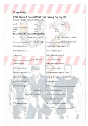 English Worksheet: U2 SONG ACTIVITY