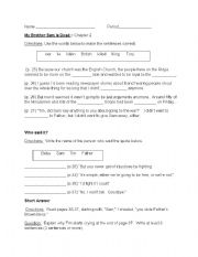 English Worksheet: My Brother Sam is Dead - Chapter 2 Worksheet