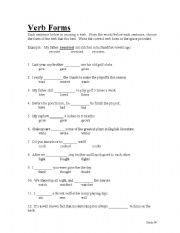 English worksheet: Choosing Verbs