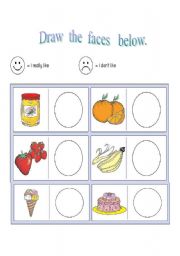 English Worksheet: food-I like / I dont  like 