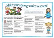 English Worksheet: Make your apology easier to accept