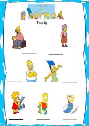 English worksheet: The Simpsons family labeling