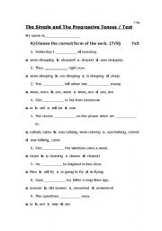 English Worksheet: a review on the simple and progressive tenses