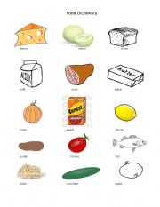 English Worksheet: food dictionary