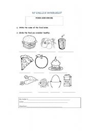English worksheet: FOOD AND DIRINK