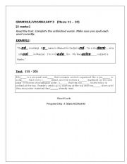 English worksheet: grammar and vocabulary task