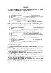 English Worksheet: REVISION PRE-INTERMEDIATE