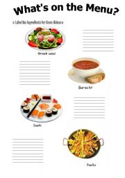 English Worksheet: Whats on the Menu