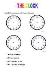 English Worksheet: The clock